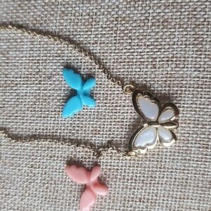 NIB Vintage AVON Interchangeable Gold Tone Butterfly Necklace